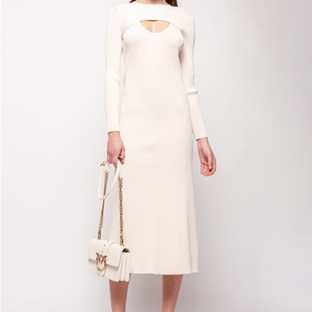 Brand New Without the Tags Pinko Elegant Cream Long Sleeve Dress